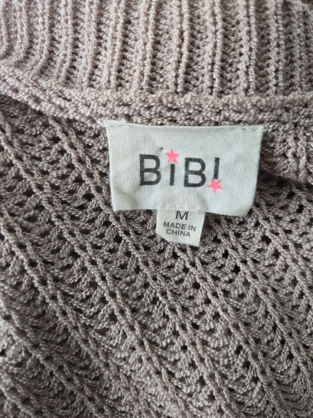 Open Knit Oversized Top Med Taupe Short Sleeve Realaxed Slouchy Cover Up Shirt - Picture 8 of 11